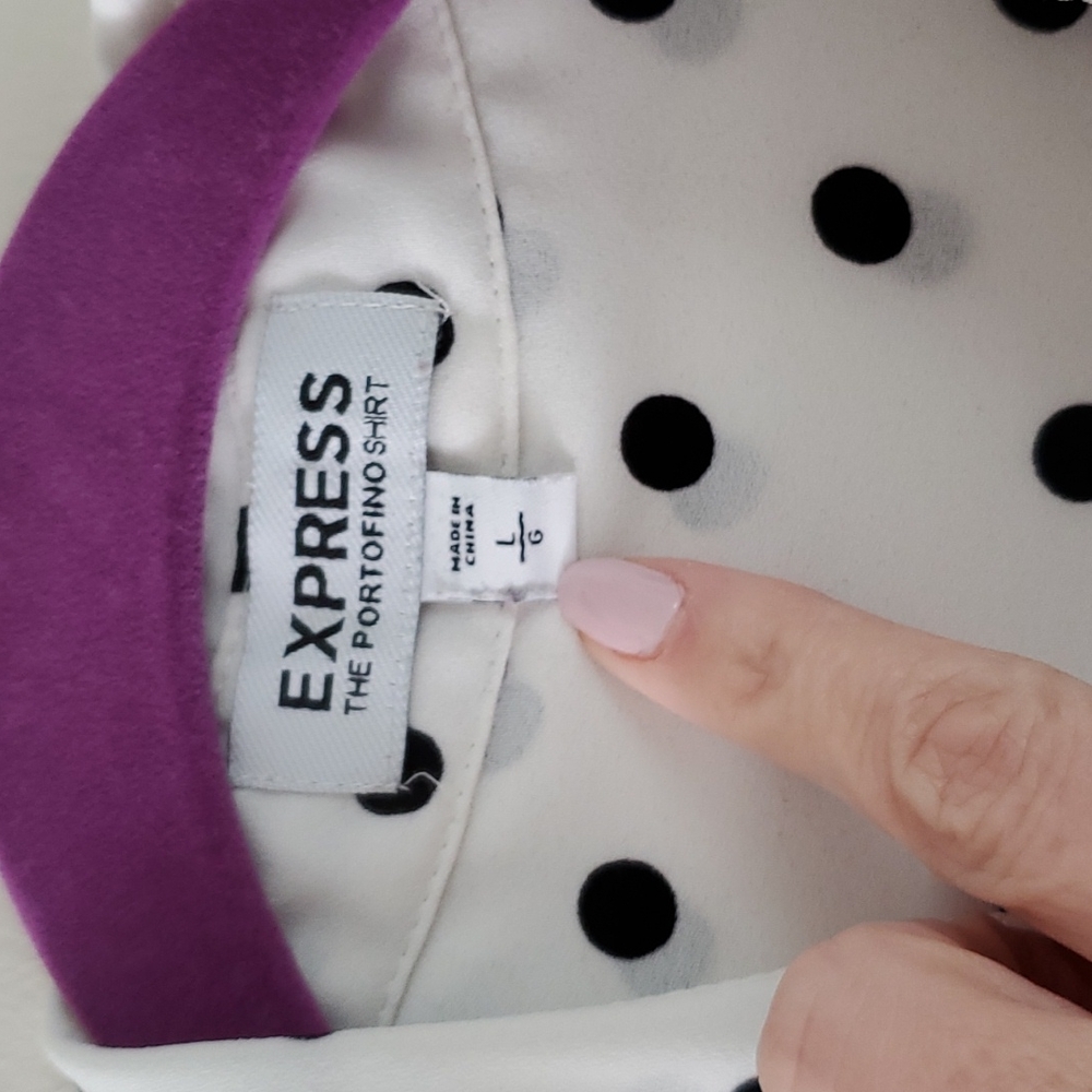 Express The Portofino Original Fit Polka Dot Shirt - Picture 3 of 4